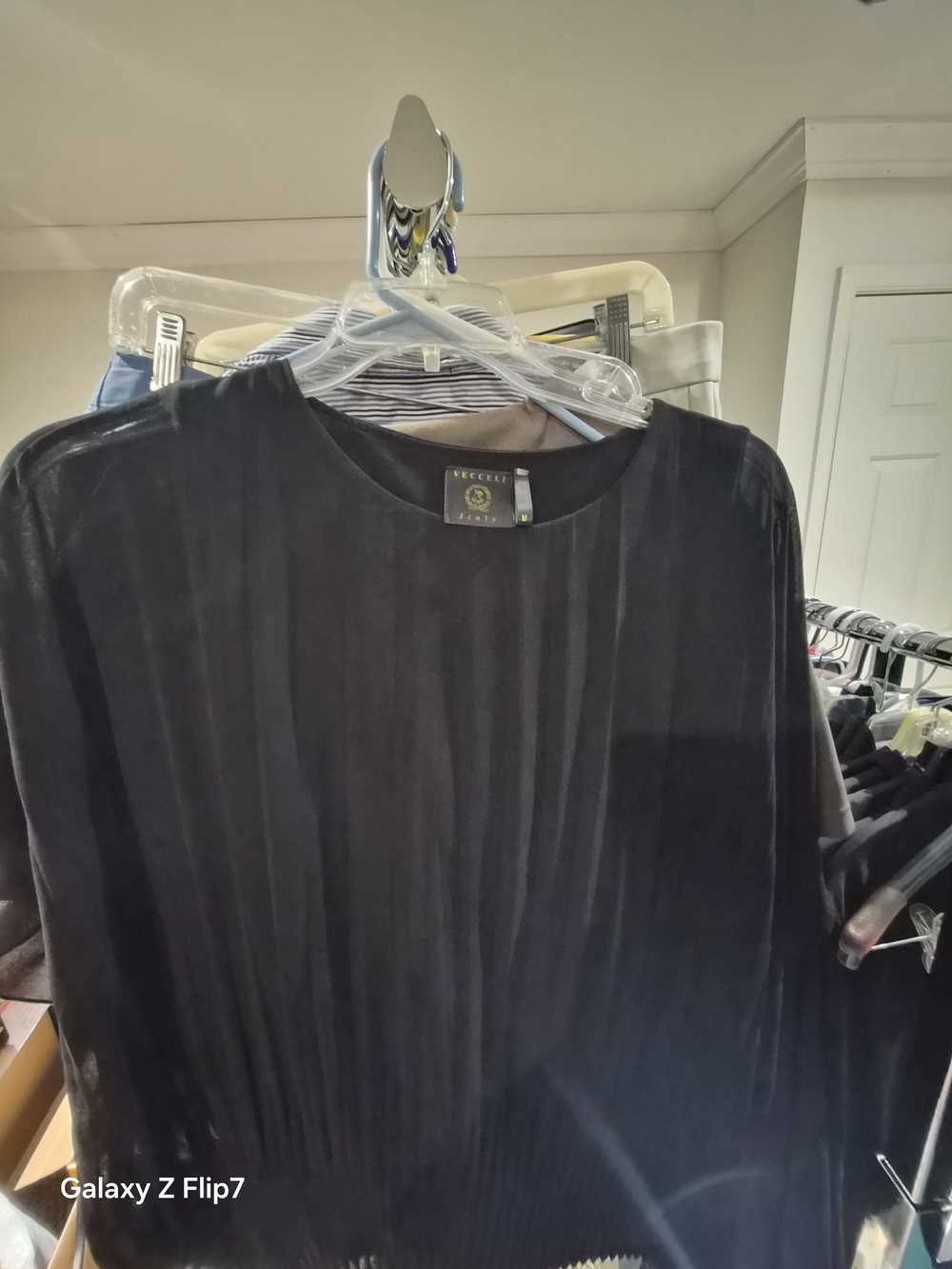 Black Pleated Knit Sweater